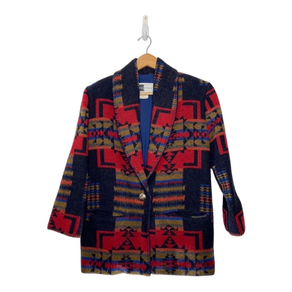rhonda stark Jackets & Blazers - Vintage Rhonda Stark Aztec Wool Blazer Jacket Size Large